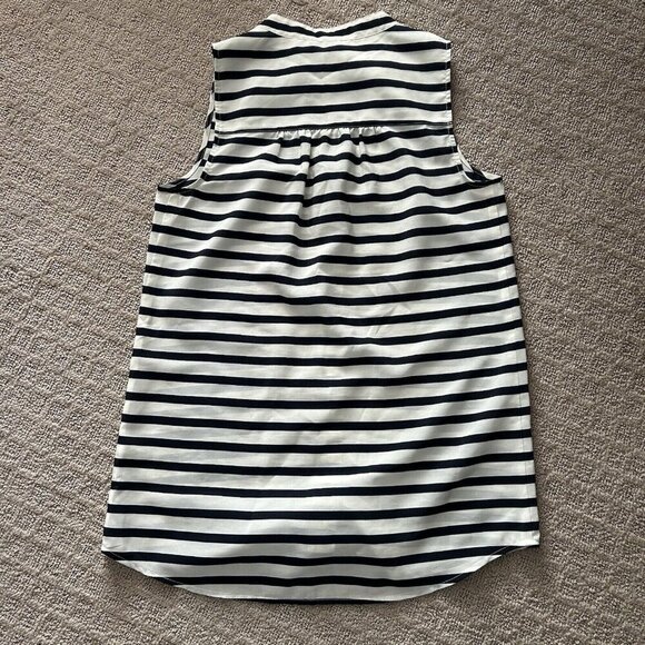 J. Crew Womens 0 Black And White Striped Sleeveless Button Up Blouse Tank Top - Picture 6 of 7